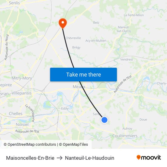 Maisoncelles-En-Brie to Nanteuil-Le-Haudouin map