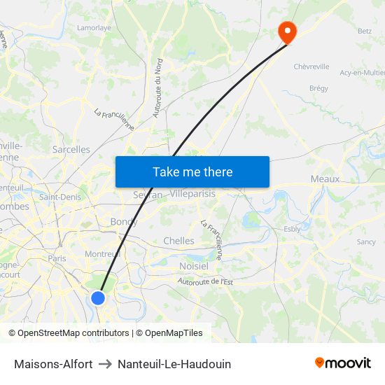 Maisons-Alfort to Nanteuil-Le-Haudouin map