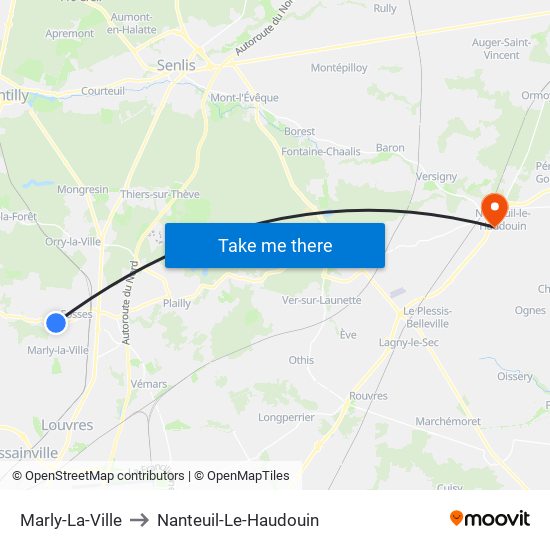 Marly-La-Ville to Nanteuil-Le-Haudouin map