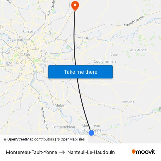 Montereau-Fault-Yonne to Nanteuil-Le-Haudouin map