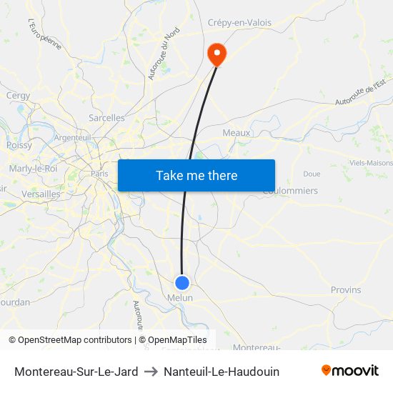 Montereau-Sur-Le-Jard to Nanteuil-Le-Haudouin map
