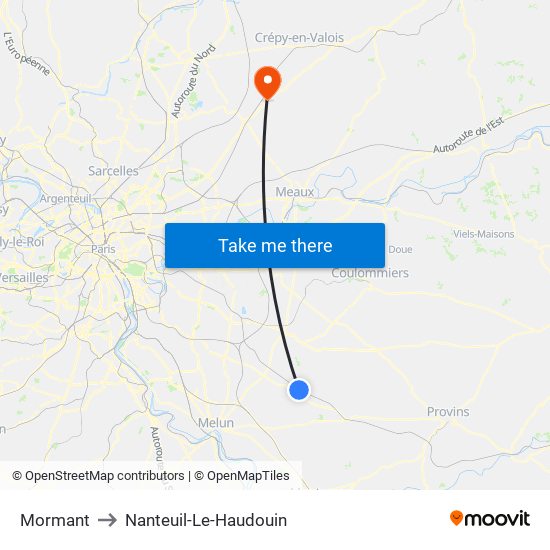 Mormant to Nanteuil-Le-Haudouin map