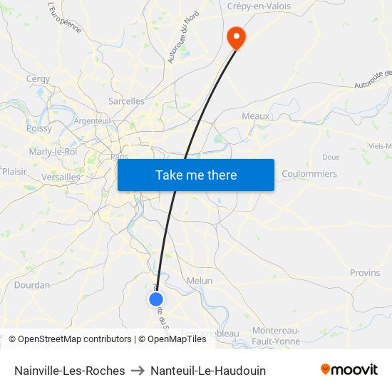 Nainville-Les-Roches to Nanteuil-Le-Haudouin map