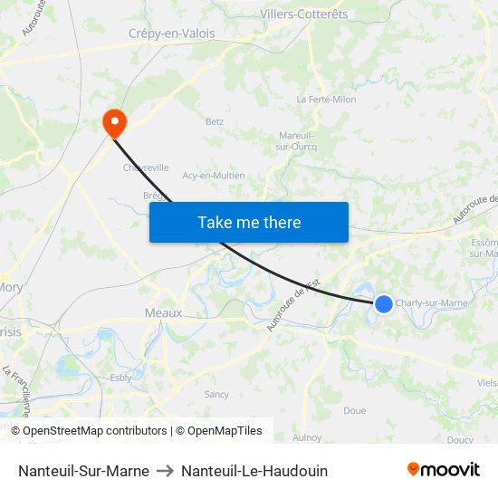 Nanteuil-Sur-Marne to Nanteuil-Le-Haudouin map