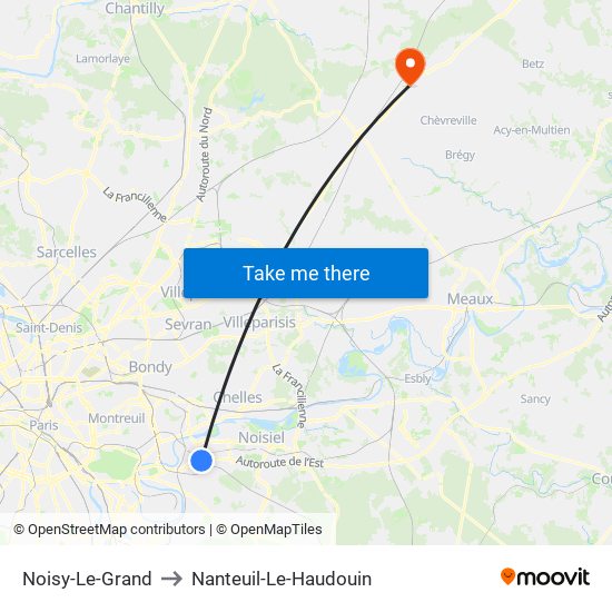 Noisy-Le-Grand to Nanteuil-Le-Haudouin map
