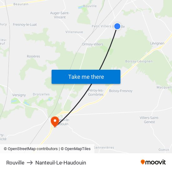 Rouville to Nanteuil-Le-Haudouin map