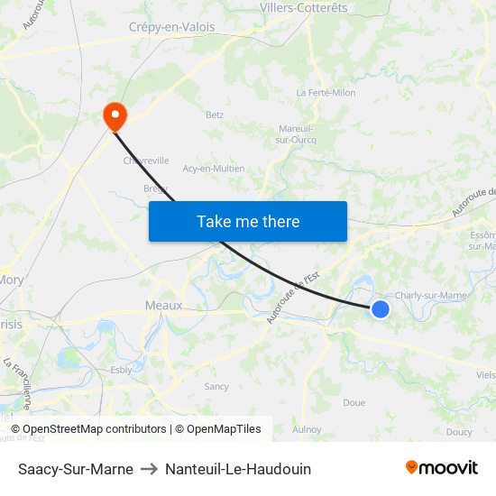 Saacy-Sur-Marne to Nanteuil-Le-Haudouin map
