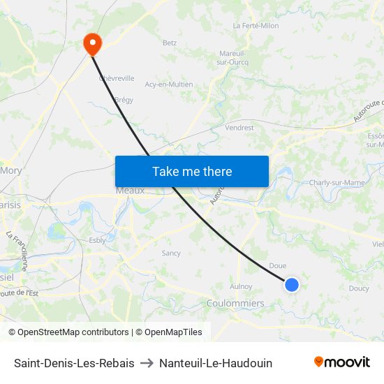 Saint-Denis-Les-Rebais to Nanteuil-Le-Haudouin map