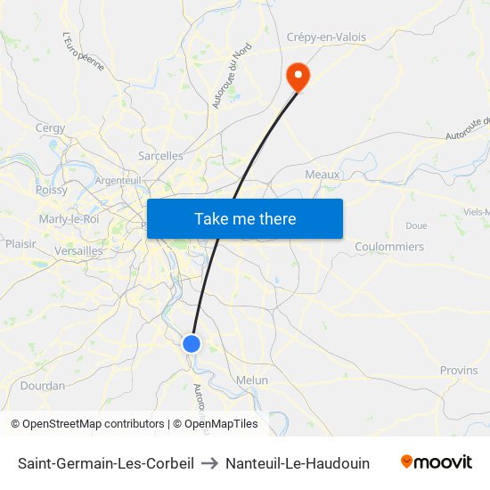 Saint-Germain-Les-Corbeil to Nanteuil-Le-Haudouin map