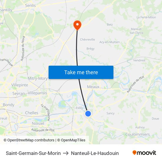 Saint-Germain-Sur-Morin to Nanteuil-Le-Haudouin map