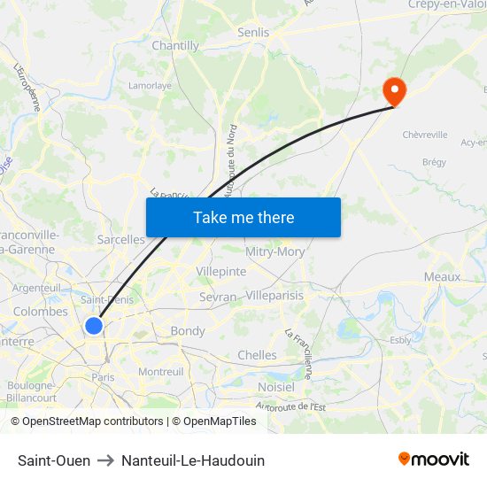 Saint-Ouen to Nanteuil-Le-Haudouin map