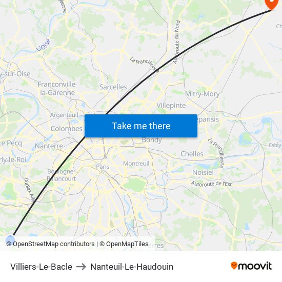 Villiers-Le-Bacle to Nanteuil-Le-Haudouin map