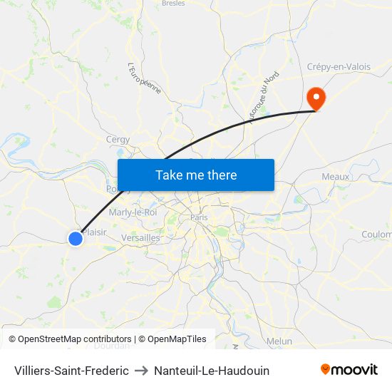Villiers-Saint-Frederic to Nanteuil-Le-Haudouin map