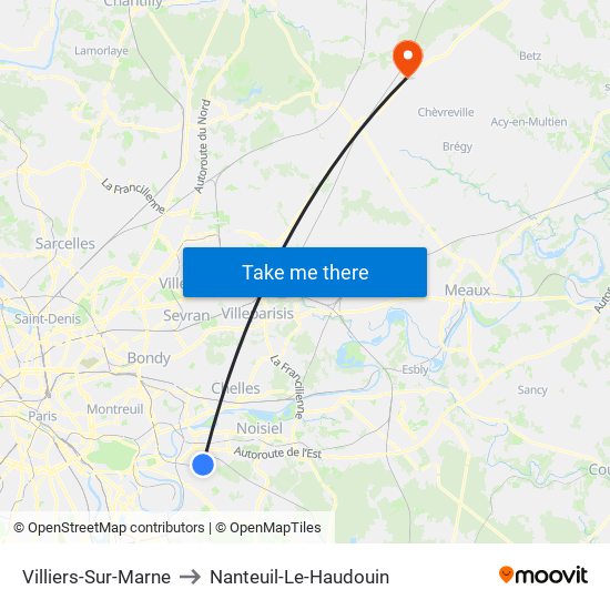 Villiers-Sur-Marne to Nanteuil-Le-Haudouin map