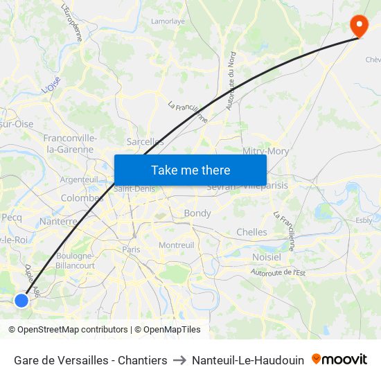 Gare de Versailles - Chantiers to Nanteuil-Le-Haudouin map
