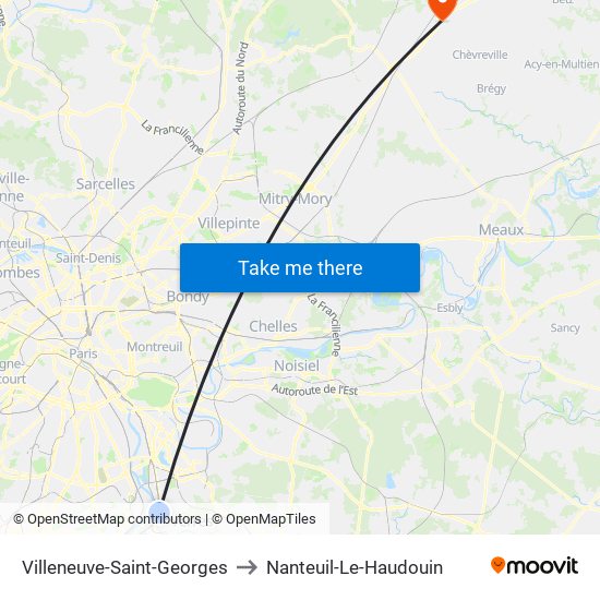 Villeneuve-Saint-Georges to Nanteuil-Le-Haudouin map