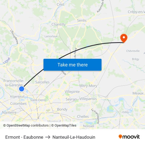 Ermont - Eaubonne to Nanteuil-Le-Haudouin map