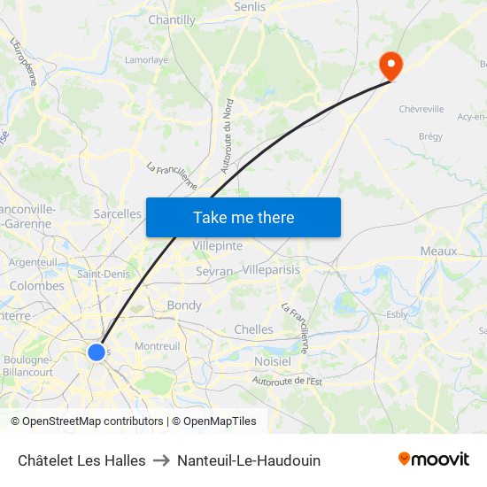 Châtelet Les Halles to Nanteuil-Le-Haudouin map
