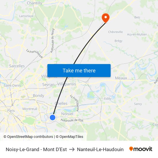 Noisy-Le-Grand - Mont D'Est to Nanteuil-Le-Haudouin map