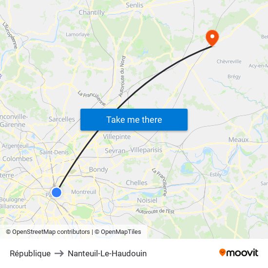 République to Nanteuil-Le-Haudouin map