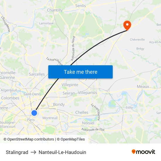 Stalingrad to Nanteuil-Le-Haudouin map