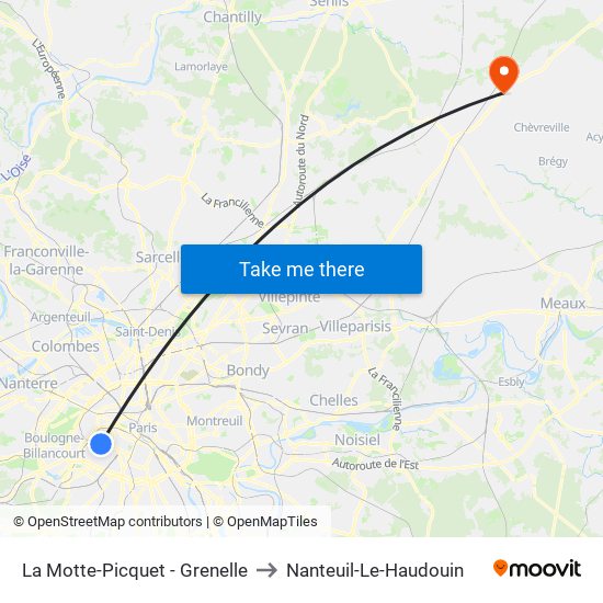 La Motte-Picquet - Grenelle to Nanteuil-Le-Haudouin map