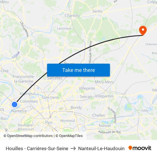 Houilles - Carrières-Sur-Seine to Nanteuil-Le-Haudouin map
