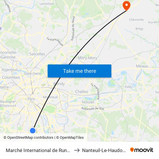 Marché International de Rungis to Nanteuil-Le-Haudouin map