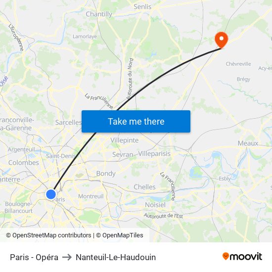 Paris - Opéra to Nanteuil-Le-Haudouin map
