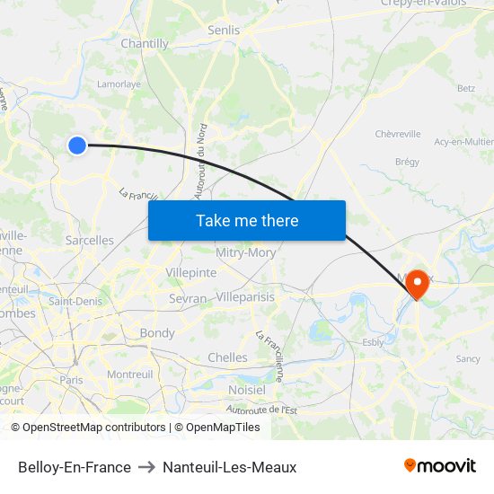 Belloy-En-France to Nanteuil-Les-Meaux map