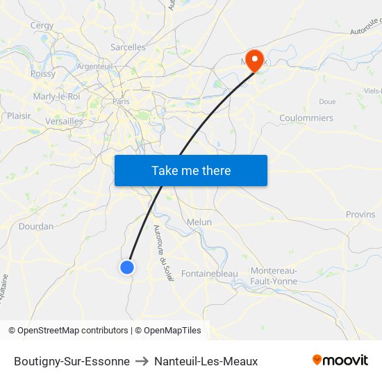 Boutigny-Sur-Essonne to Nanteuil-Les-Meaux map