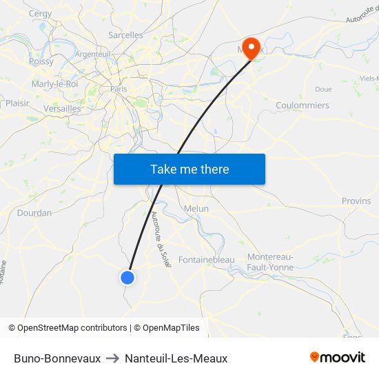 Buno-Bonnevaux to Nanteuil-Les-Meaux map