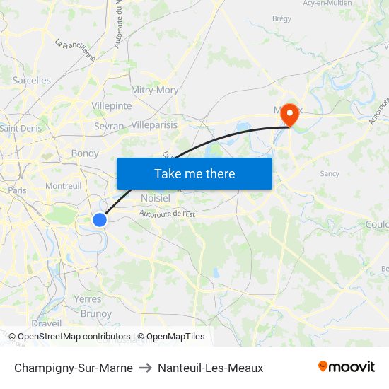 Champigny-Sur-Marne to Nanteuil-Les-Meaux map