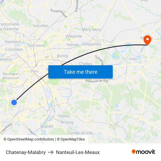 Chatenay-Malabry to Nanteuil-Les-Meaux map