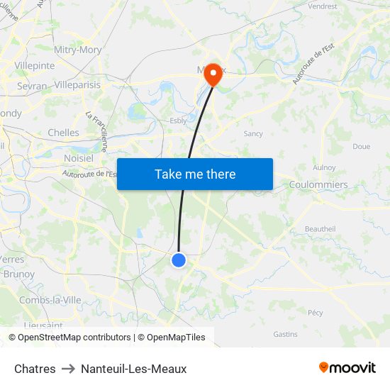 Chatres to Nanteuil-Les-Meaux map