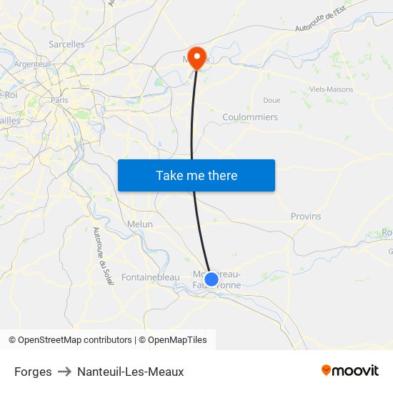 Forges to Nanteuil-Les-Meaux map