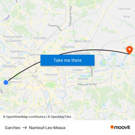 Garches to Nanteuil-Les-Meaux map