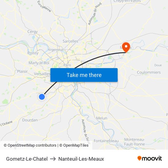 Gometz-Le-Chatel to Nanteuil-Les-Meaux map