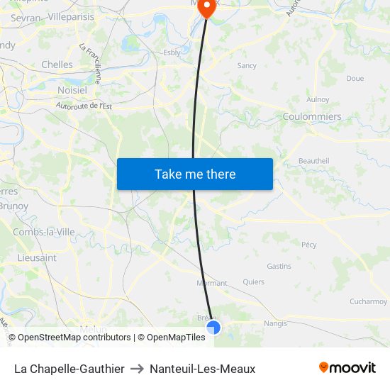 La Chapelle-Gauthier to Nanteuil-Les-Meaux map