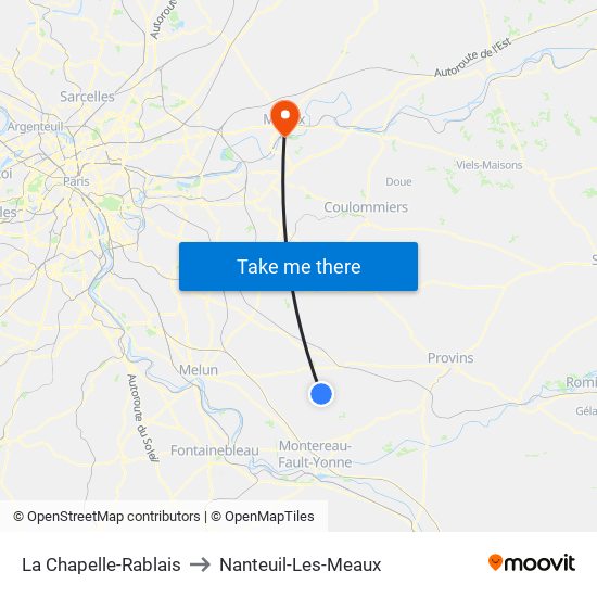 La Chapelle-Rablais to Nanteuil-Les-Meaux map