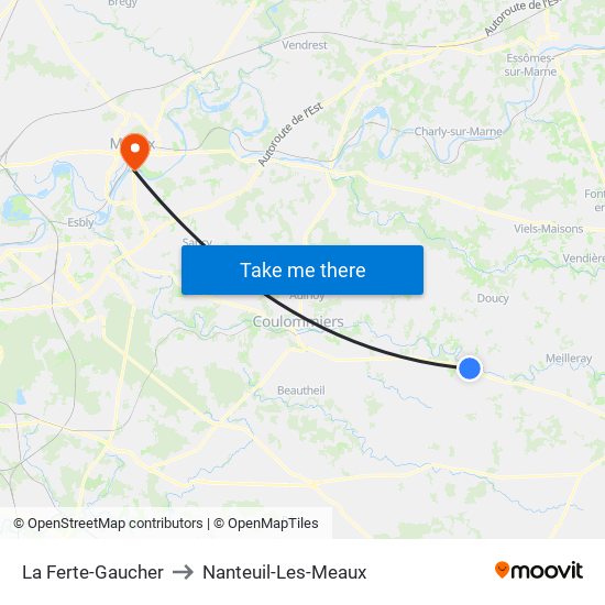 La Ferte-Gaucher to Nanteuil-Les-Meaux map