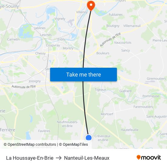 La Houssaye-En-Brie to Nanteuil-Les-Meaux map