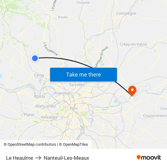 Le Heaulme to Nanteuil-Les-Meaux map