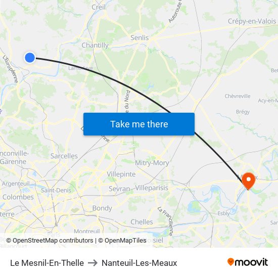 Le Mesnil-En-Thelle to Nanteuil-Les-Meaux map