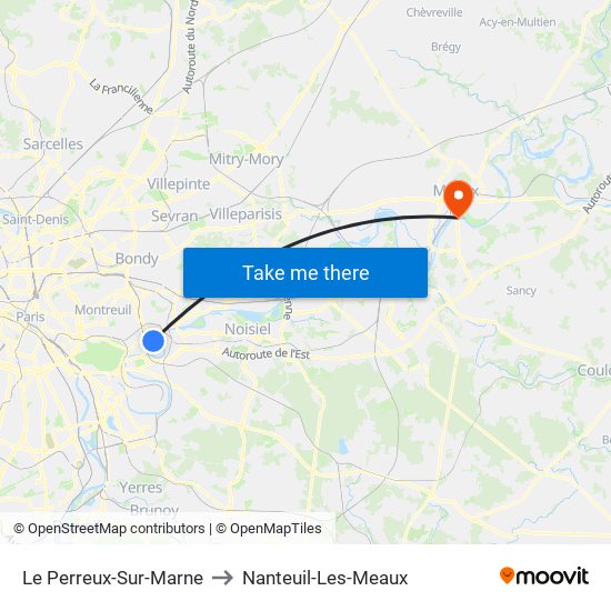 Le Perreux-Sur-Marne to Nanteuil-Les-Meaux map