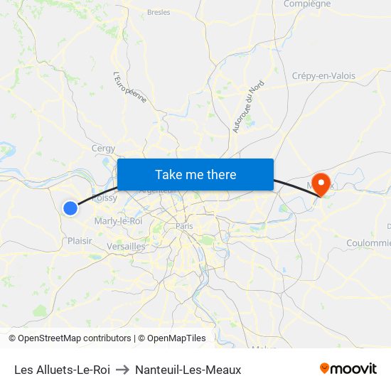 Les Alluets-Le-Roi to Nanteuil-Les-Meaux map