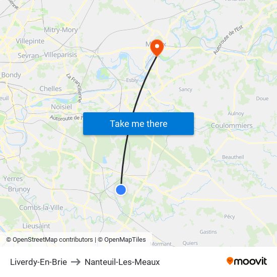 Liverdy-En-Brie to Nanteuil-Les-Meaux map