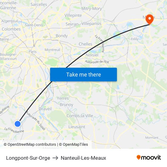 Longpont-Sur-Orge to Nanteuil-Les-Meaux map