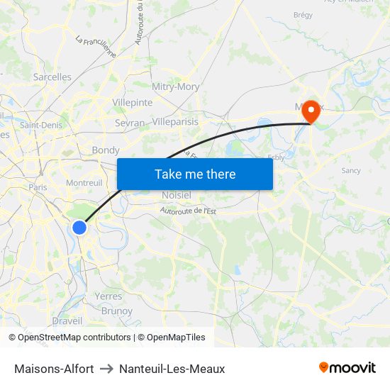 Maisons-Alfort to Nanteuil-Les-Meaux map