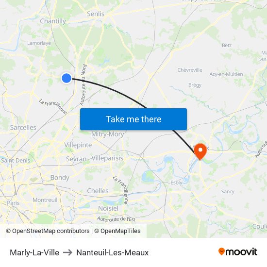 Marly-La-Ville to Nanteuil-Les-Meaux map